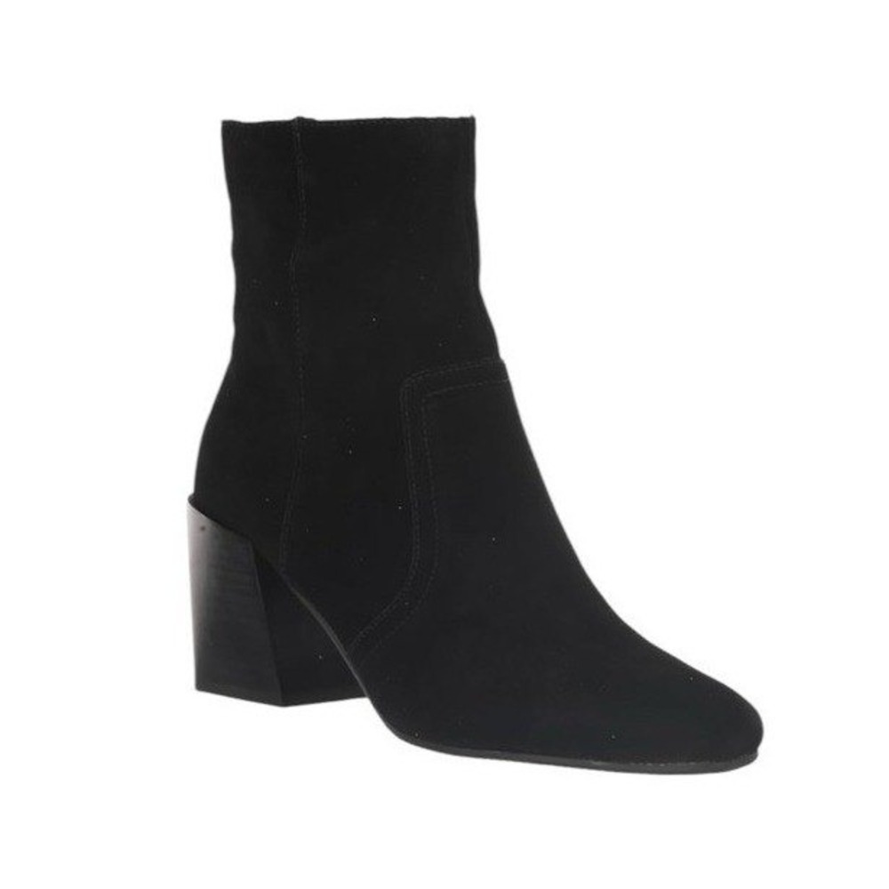 Blondo Sadie Waterproof Ankle Boot Black Suede Block Heel Zipper Side Closure 6